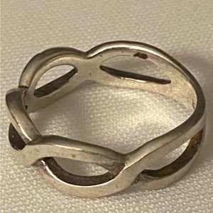 Vintage Sterling Silver Pinched Band wide ring 
Stamped with makers mark 
Size 8